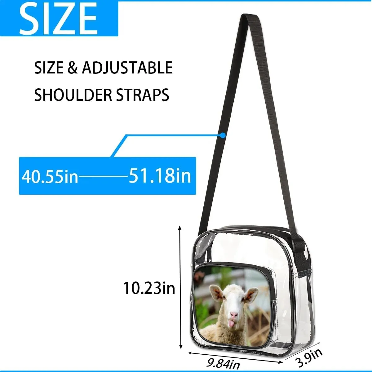 Clear Crossbody Bag Stadium Approved for Women and Men Transparent Messenger Shoulder Bag Clear Purse Bag