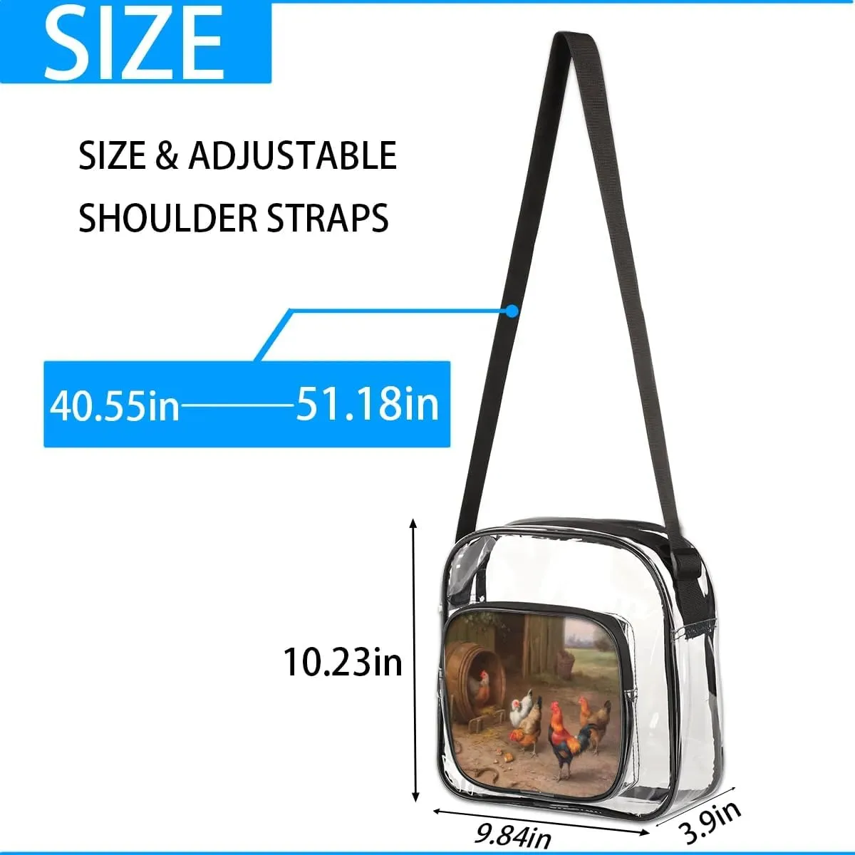 Clear Crossbody Bag Stadium Approved for Women and Men Transparent Messenger Shoulder Bag Clear Purse Bag