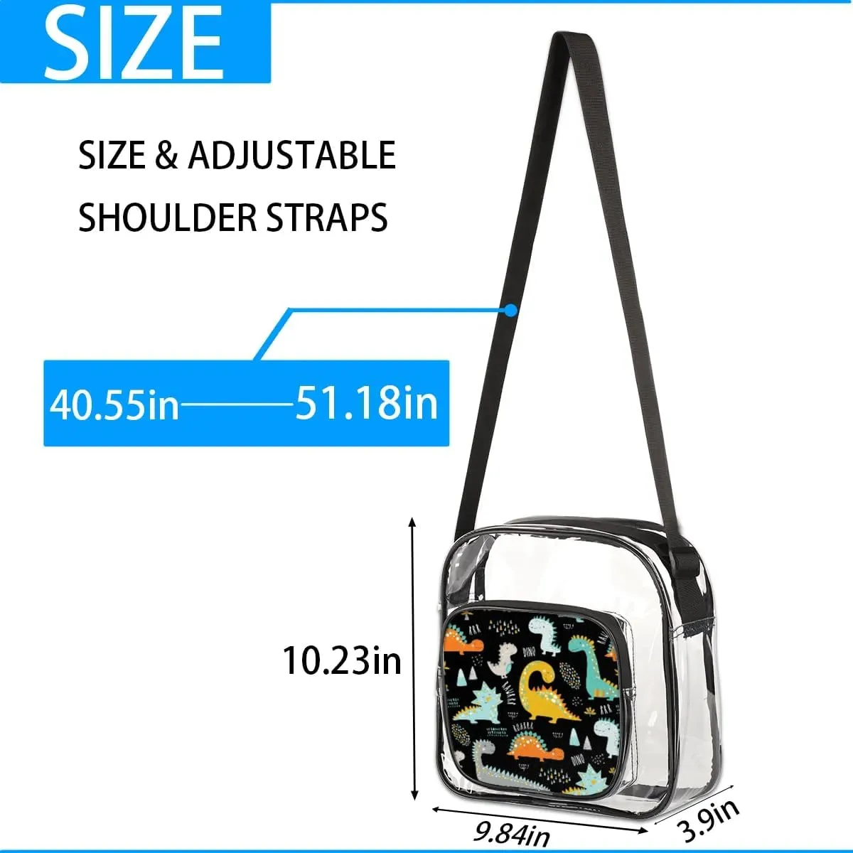 Clear Crossbody Bag Stadium Approved for Women and Men Transparent Messenger Shoulder Bag Clear Purse Bag