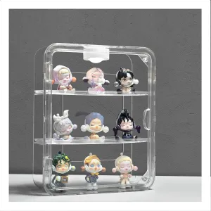 Clear Display Case with Light, Clear Display Case for Figures, Acrylic Storage Organizers Box with Magnetic Door, Wall-Mounted Dustproof Showcase for Collectibles Action Figure (3 Tier)