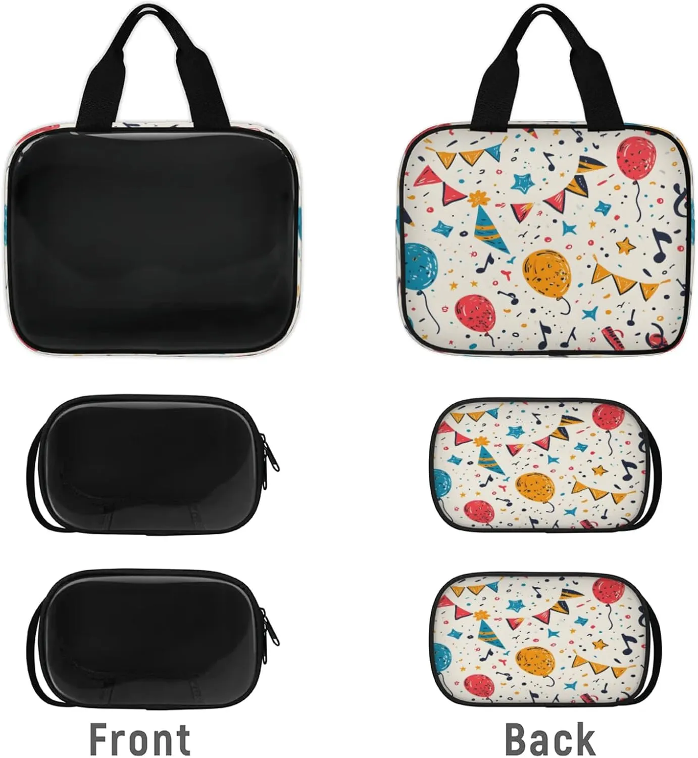 Clear Makeup Bag, 3 Pcs of Translucent Cosmetic Bags Set, Transparent Happy Birthday Travel Makeup Pouch, Waterproof Cute Toiletry Bag for Women (Birthday Balloons)