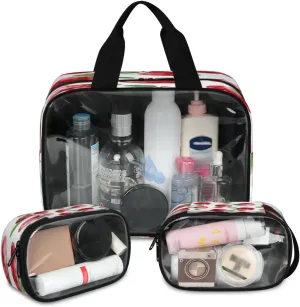 Clear Makeup Bag 3 Pieces Apples Toiletry Bag Portable Cosmetic Pouch Travel Organizer Water-resistant Translucent Cosmetic Bags with Fruit Apples