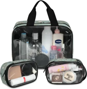 Clear Makeup Bag 3 Pieces Cute Duck Toiletry Bag Portable Cosmetic Pouch Travel Organizer Water-resistant Translucent Cosmetic Bags with Wild Ducks