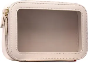 Clear Makeup Bag Small Cosmetic Bag Clear Travel Case Transparent Travel Toiletry Case Makeup Bag for Car with Zipper for Women (Beige, Small)