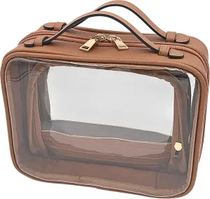 Clear Makeup Bag Toiletry Bag for Women Cosmetic Case Large Capacity Travel Make Up Bag Organizer Transparent Storage Compartment TSA Approved