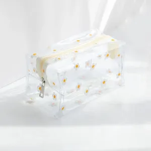 Clear Mini Daisy Flower Print Cosmetic Bag