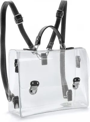 Clear PVC Backpack for Stadium Approved Multifunction Transparent Shoulder Handbag Unisex Messenger Satchel Cross Body Bag