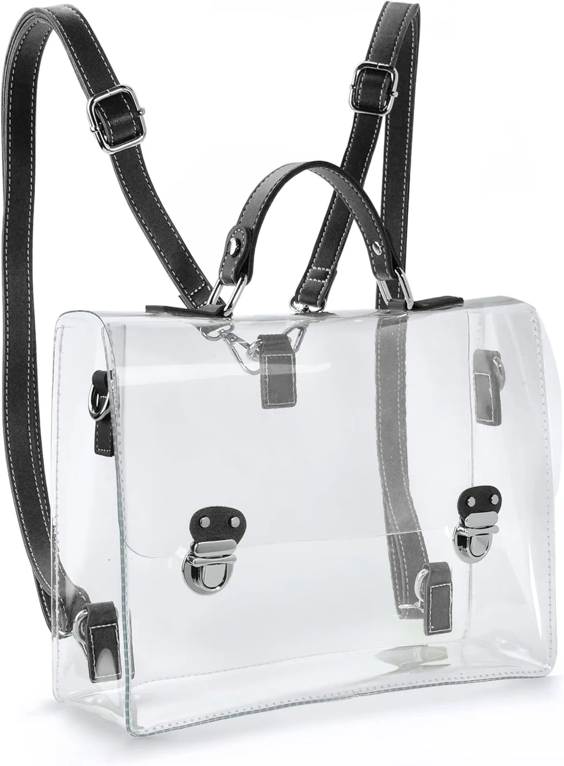 Clear PVC Backpack for Stadium Approved Multifunction Transparent Shoulder Handbag Unisex Messenger Satchel Cross Body Bag