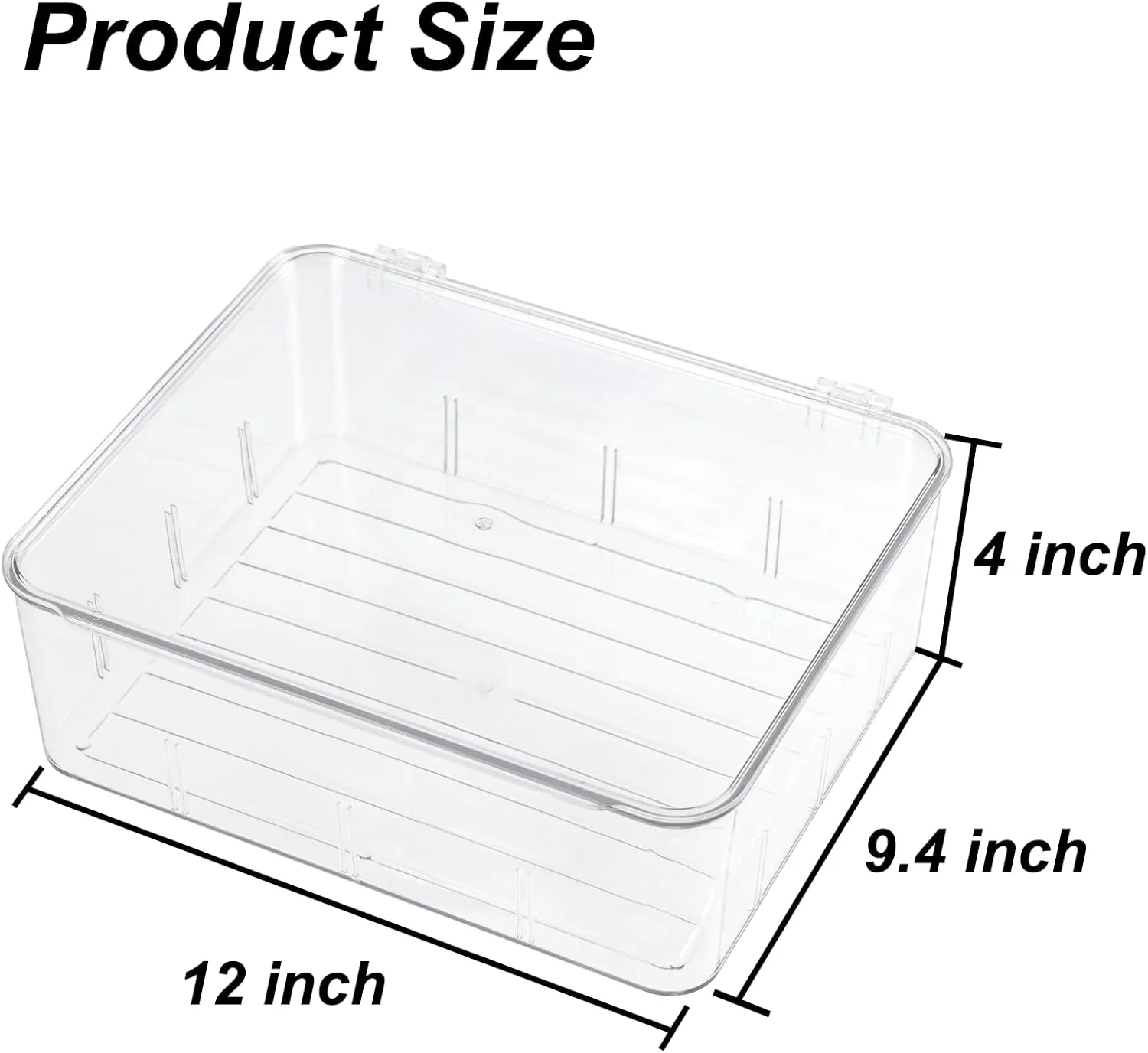 Clear Storage Container Drawer Organzier Dividers,Removable Divided Plastic Storage Bin with Lid, Storage Organizer for Scarves Ties Bras,Clear Dresser Organizers (Large-No Grids)
