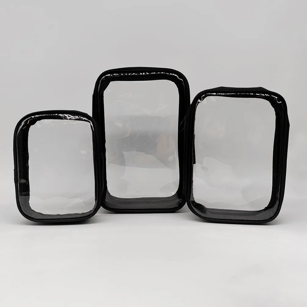 Clear Toiletry Bag, Black Clear Toiletry Bag, Transparent TPU Makeup Bag for Travel for Women (Large)