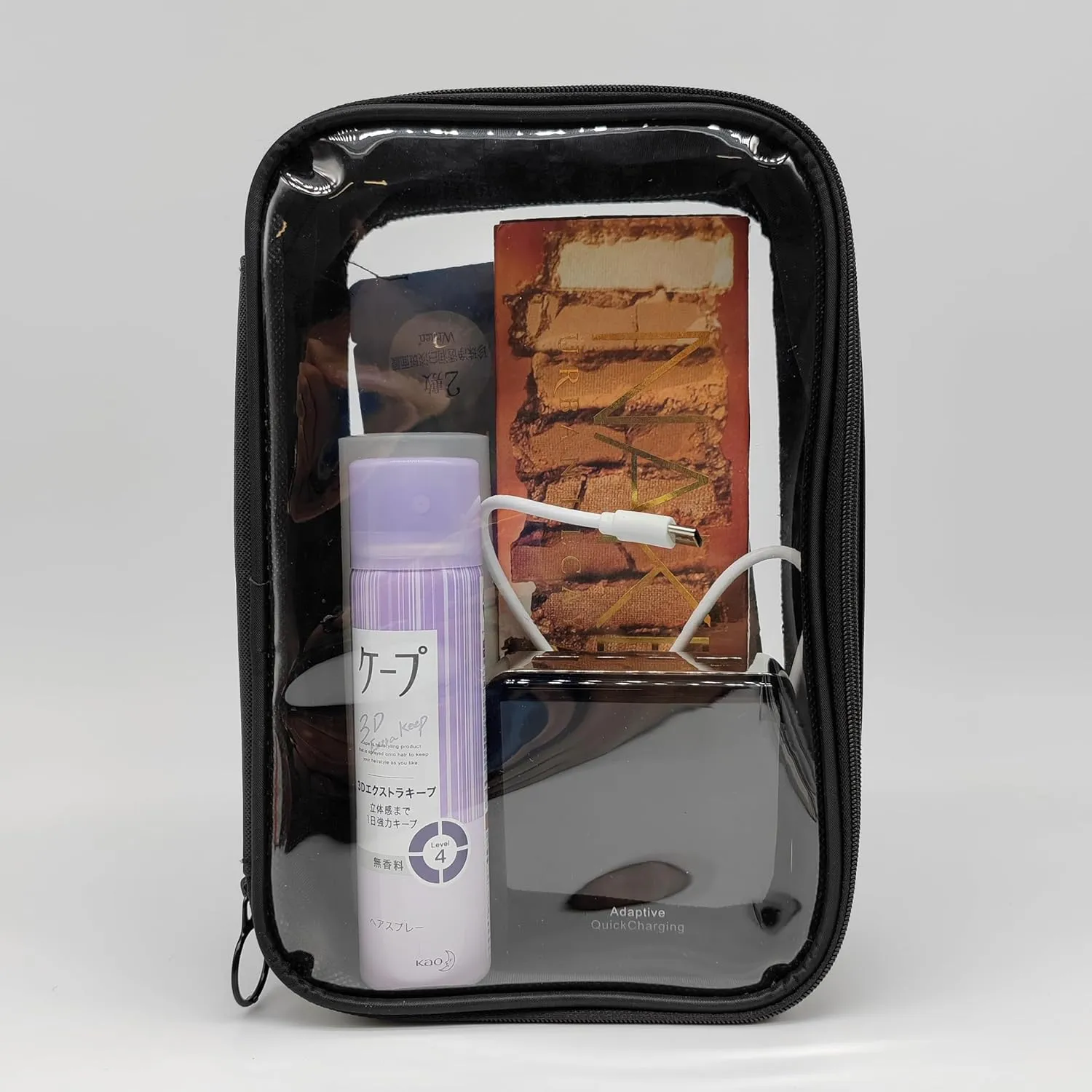 Clear Toiletry Bag, Black Clear Toiletry Bag, Transparent TPU Makeup Bag for Travel for Women (Large)