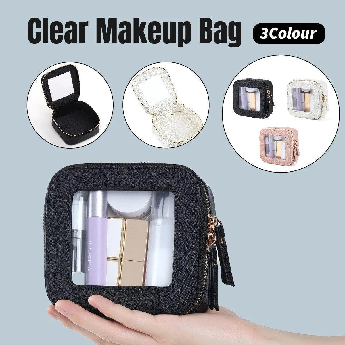 Clear Waterproof Travel Makeup Bag Portable Cosmetic Toiletry Organizer Box