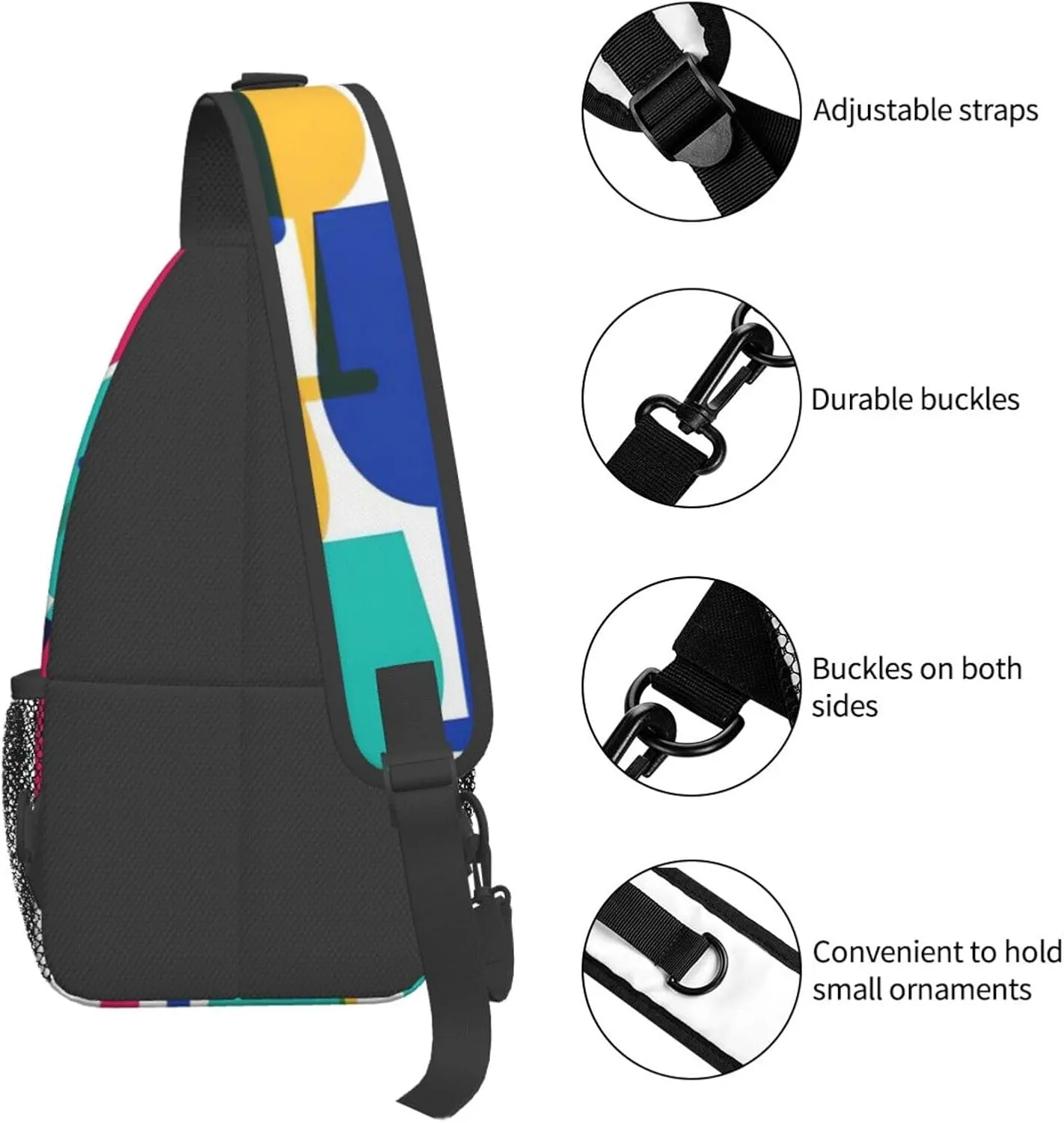 Cocktail Glasses And Wine Bottles Shoulder Bag Crossbody Backpack Chest Bag Lightweight Sling Daypackstravel Hiking Cycling For Men Women