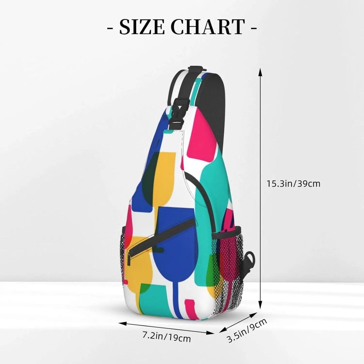 Cocktail Glasses And Wine Bottles Shoulder Bag Crossbody Backpack Chest Bag Lightweight Sling Daypackstravel Hiking Cycling For Men Women
