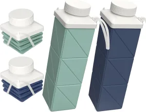 Collapsible Water Bottles 720ml 24.3oz, Foldable Portable Travel Water Bottle, Lightweight Reusable Leakproof for Traveling Camping Hiking Cycling Yoga Sports Outdoor School Office
