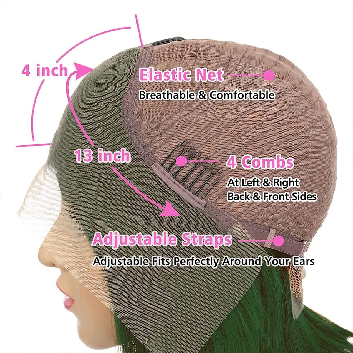 Colorful Bird Dark Green Lace Front Wigs Human Hair Body Wave 13x4 HD Transparent Lace Frontal Wigs for Women Brazilian Body Wave Human Hair Wigs Pre Plucked Hairline 150% Density Mint Green 22inch