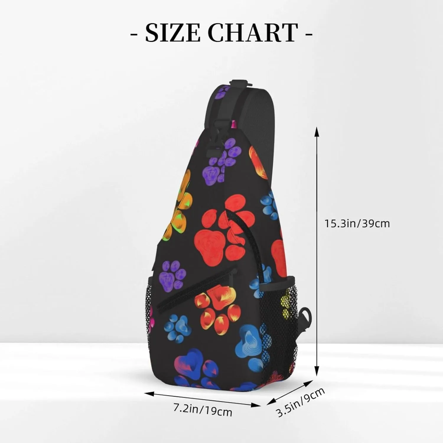 Colorful Paw Sling Backpack Shoulder Chest Bag For Men Women Hiking Travel Crossbody Daypack