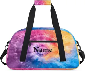 Colorful Rendering Patterns Personalized Duffle Bag for Kids Custom Dance Ballet Bag with Name Lightweight Travel Weekender Overnight Bags Sport Gym Duffel Bags Workout Carry On Tote for Girls Boys