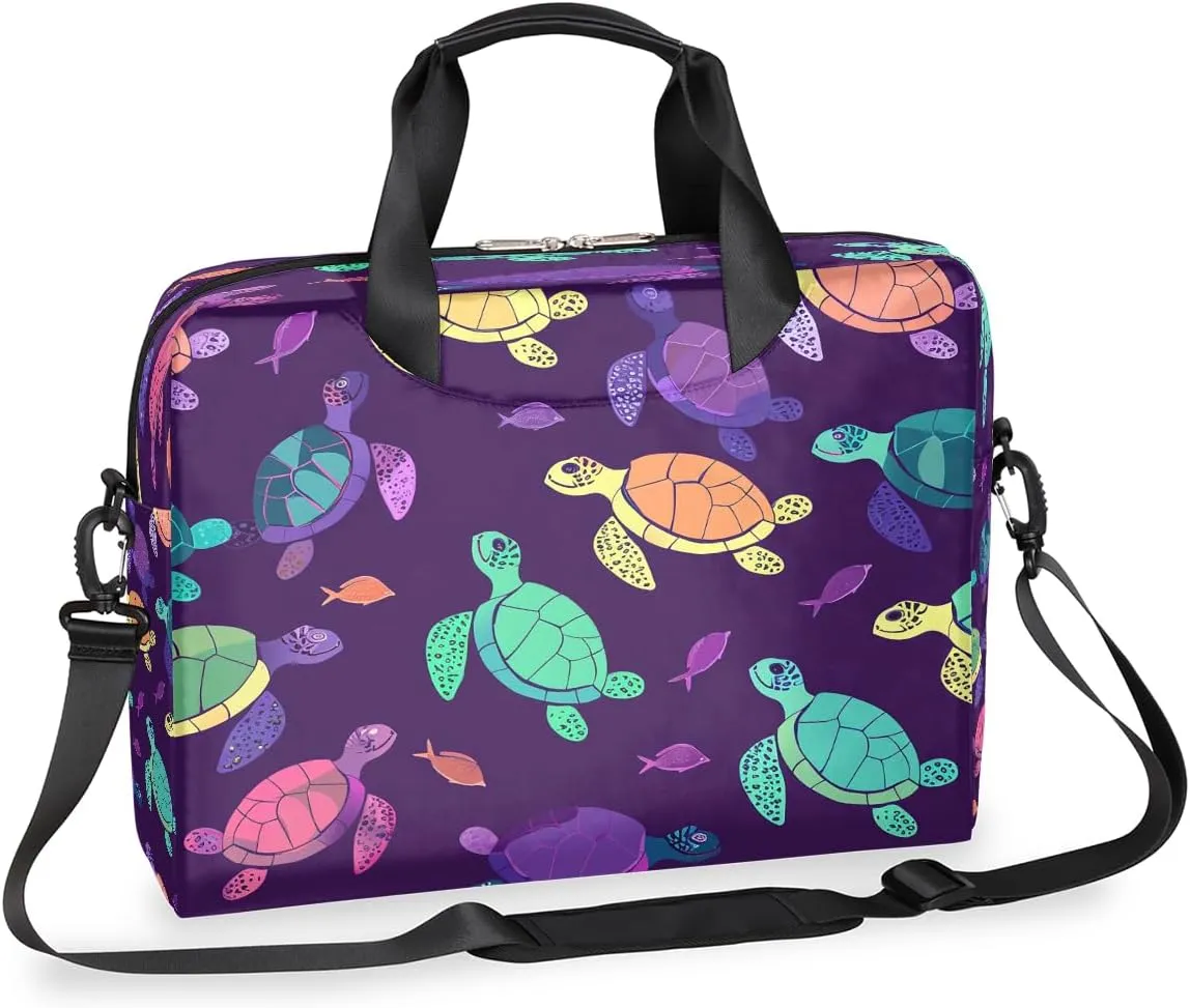 Colorful Turtles Laptop Bag Carrying Case 15.6 Inch Laptop Briefcase Messenger Shoulder Bag for Tablet Computer Bag for Travle Business Men Women