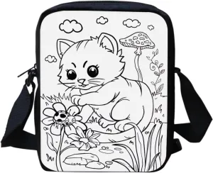 Coloring Crossbody Bag with 8 Markers Color Your Own Bag for Girls Boys Back to School Gifts for Kids