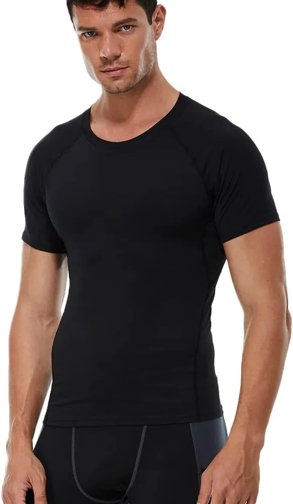 Compression Shirt Men Short Sleeve T-Shirt Cool Dry Top Baselayer Undershirts for Workout Gym Football Basketball