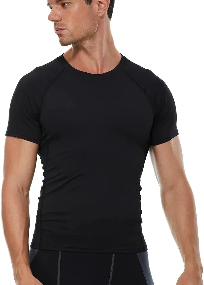 Compression Shirt Men Short Sleeve T-Shirt Cool Dry Top Baselayer Undershirts for Workout Gym Football Basketball