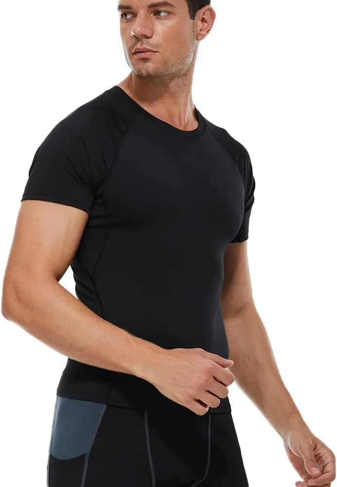 Compression Shirt Men Short Sleeve T-Shirt Cool Dry Top Baselayer Undershirts for Workout Gym Football Basketball