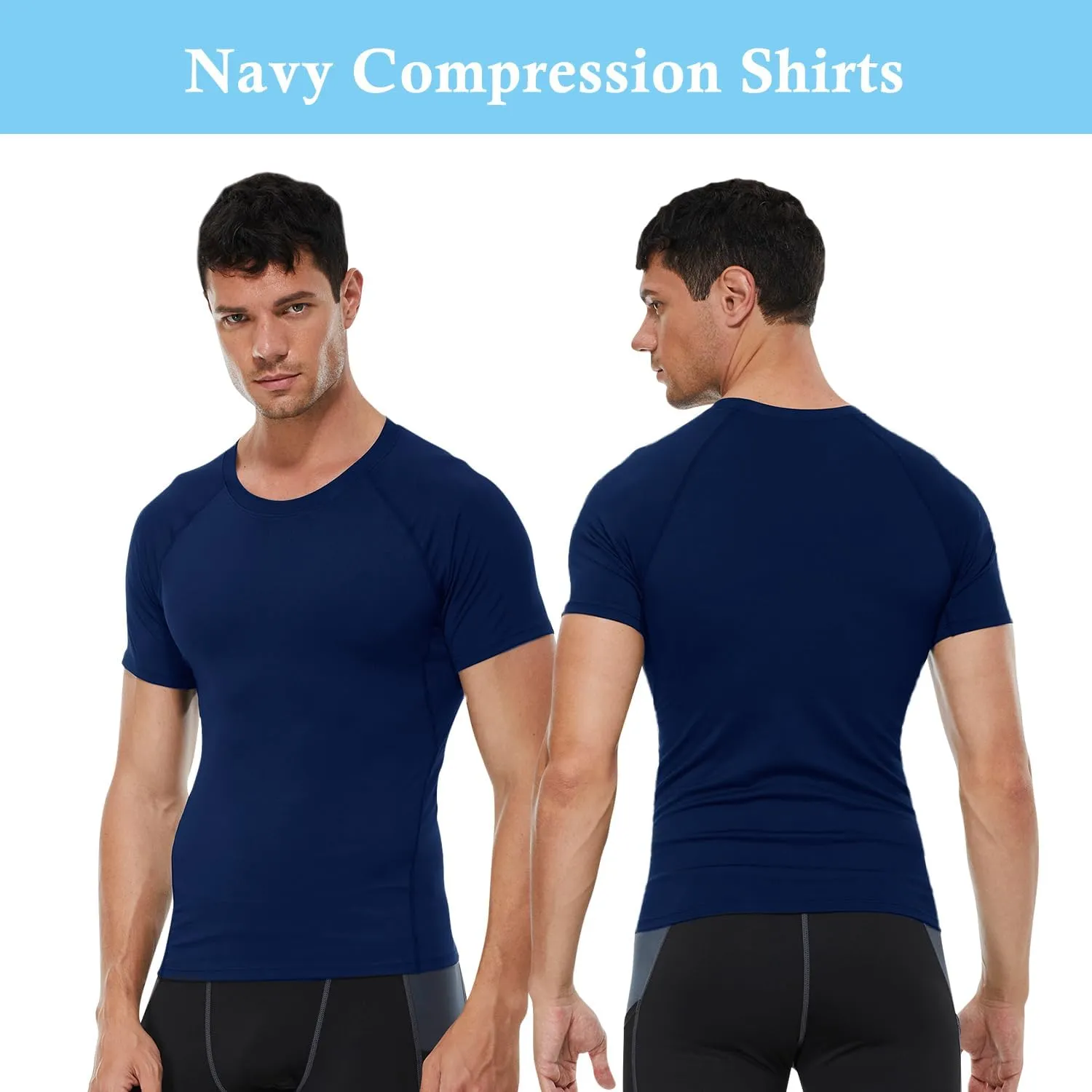 Compression Shirt Men Short Sleeve T-Shirt Cool Dry Top Baselayer Undershirts for Workout Gym Football Basketball