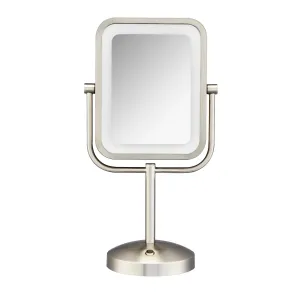 Conair Lighted Makeup Mirror, LED Vanity Mirror, 1X/8X Magnifying Mirror, Battery Operated in Brushed Nickel