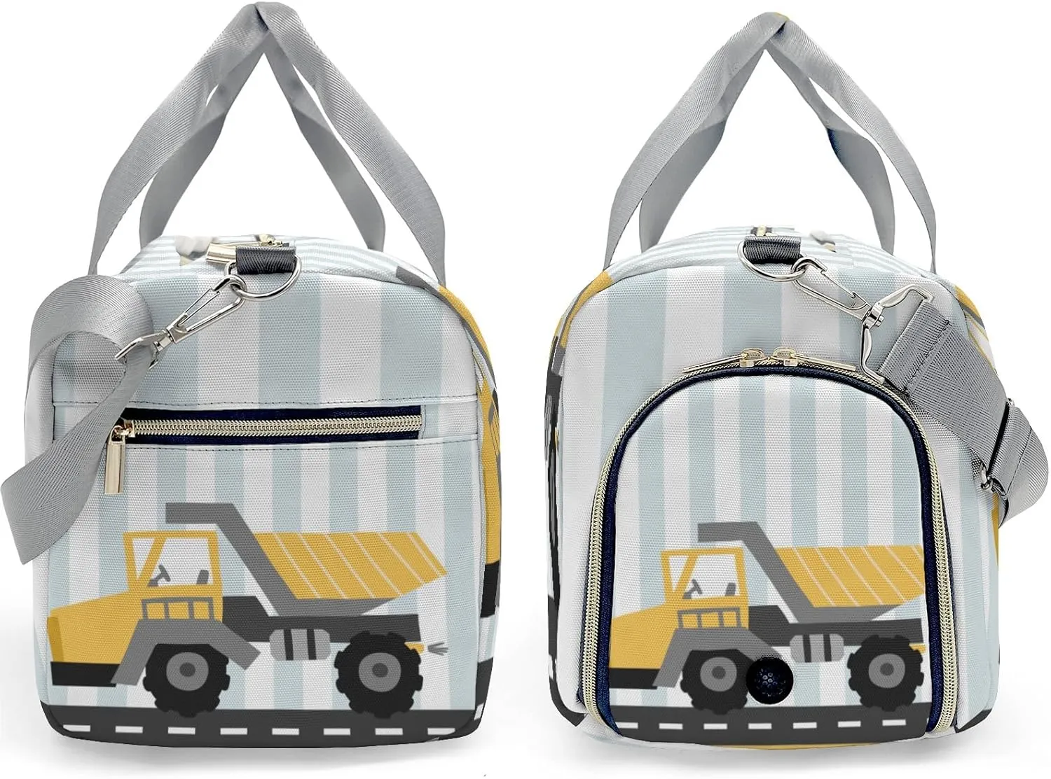 Construction Machinery Dots 3 Personalized Duffel Bag,Custom Travel Gym Bag with Name,Waterproof Sports Overnight Bag with Shoe Compartment & Shoulder Strap