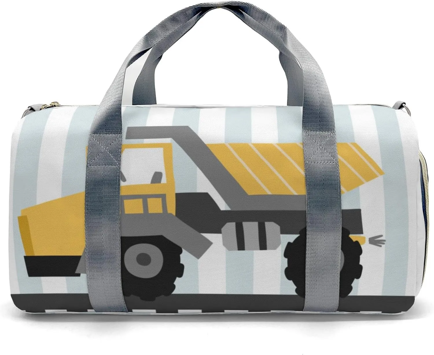 Construction Machinery Dots 3 Personalized Duffel Bag,Custom Travel Gym Bag with Name,Waterproof Sports Overnight Bag with Shoe Compartment & Shoulder Strap