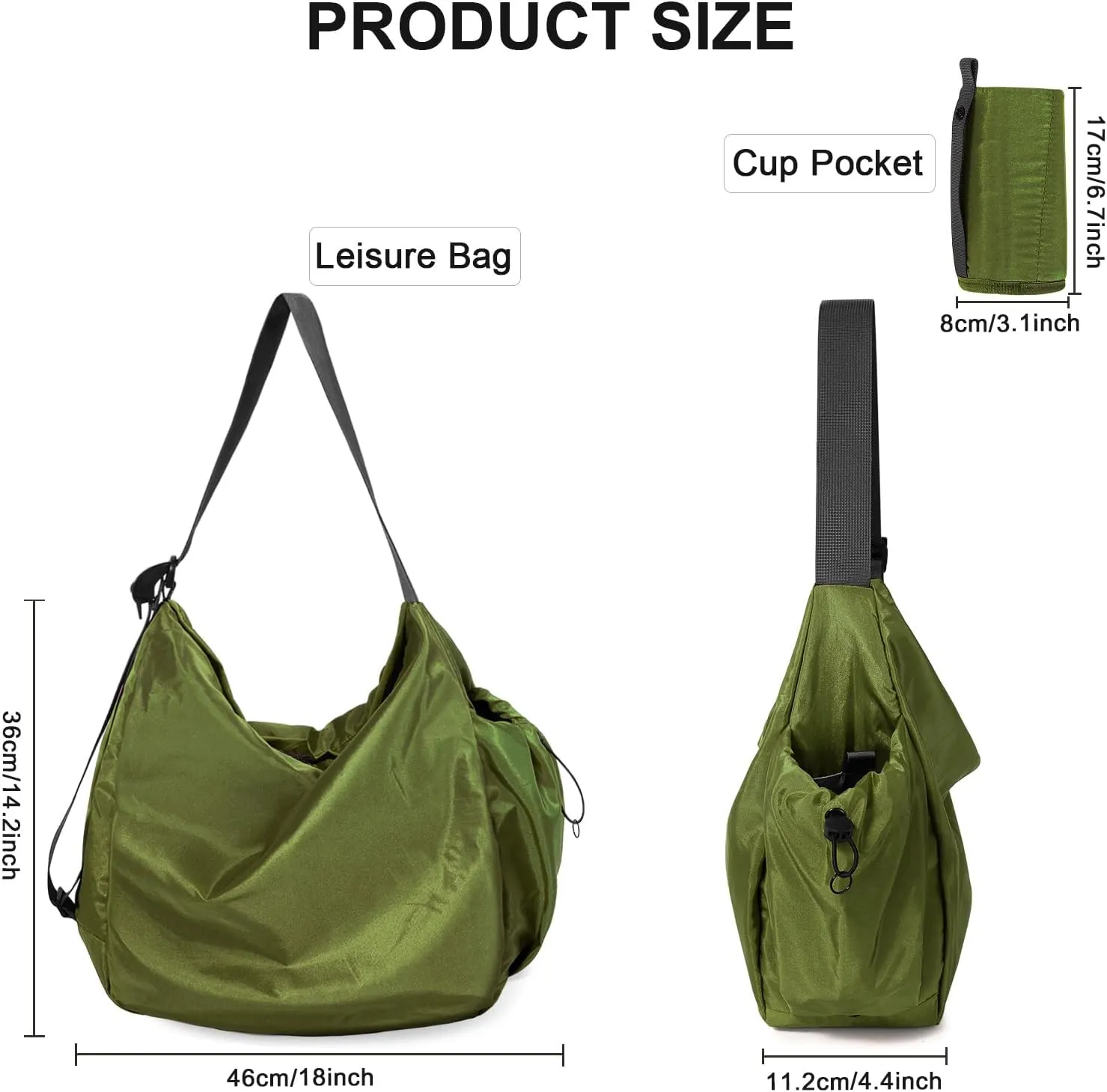 CONTAIL 18L Nylon Daily Shoulder Bag,Water-Resistant Crossbody Bag with Removable Insulated Beverage Holder