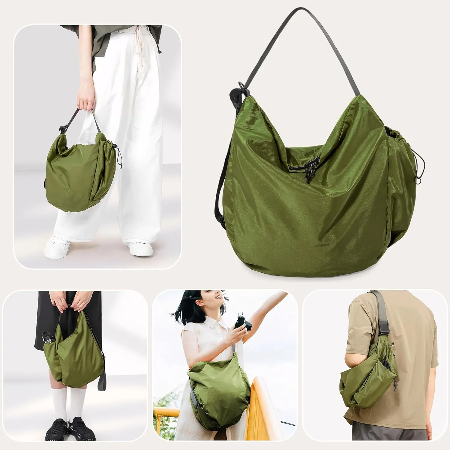 CONTAIL 18L Nylon Daily Shoulder Bag,Water-Resistant Crossbody Bag with Removable Insulated Beverage Holder