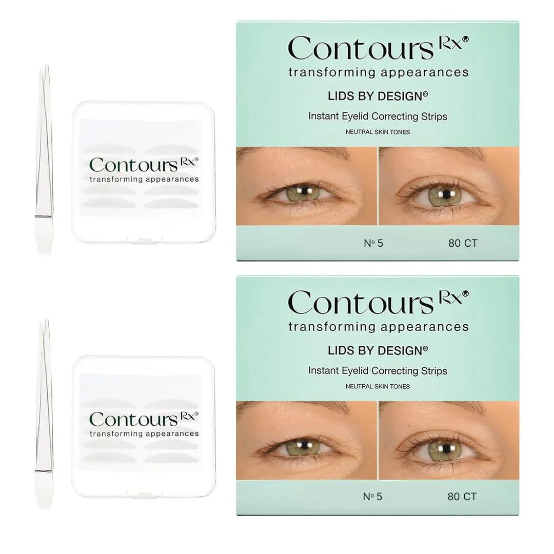 Contours Rx Lids by Design - Non-Surgical & Transparent Eyelid Lift Strips - for a More Youthful-Looking Appearance, Lid Lifting Treatment, Eyelid Tape for Hooded Eyes (5mm)160ct