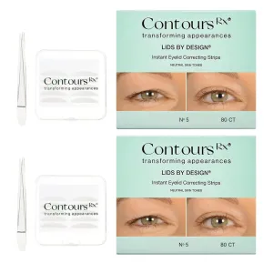 Contours Rx Lids by Design - Non-Surgical & Transparent Eyelid Lift Strips - for a More Youthful-Looking Appearance, Lid Lifting Treatment, Eyelid Tape for Hooded Eyes (5mm)160ct