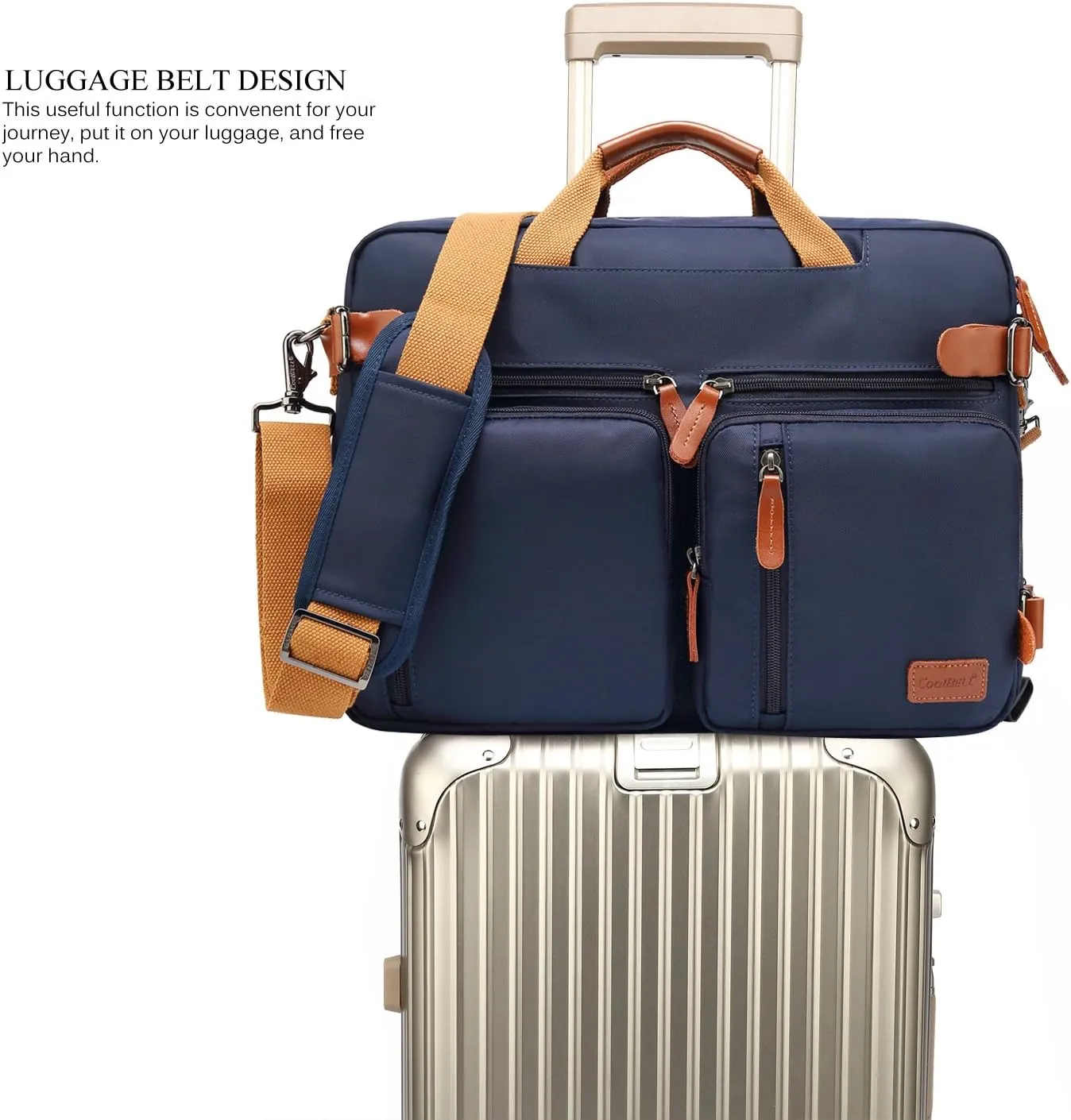 Convertible Backpack Messenger Bag Shoulder Bag Laptop Case Handbag Business Briefcase Multi-Functional Travel Rucksack Fits 17.3 Inch Laptop for Men/Women (Blue)