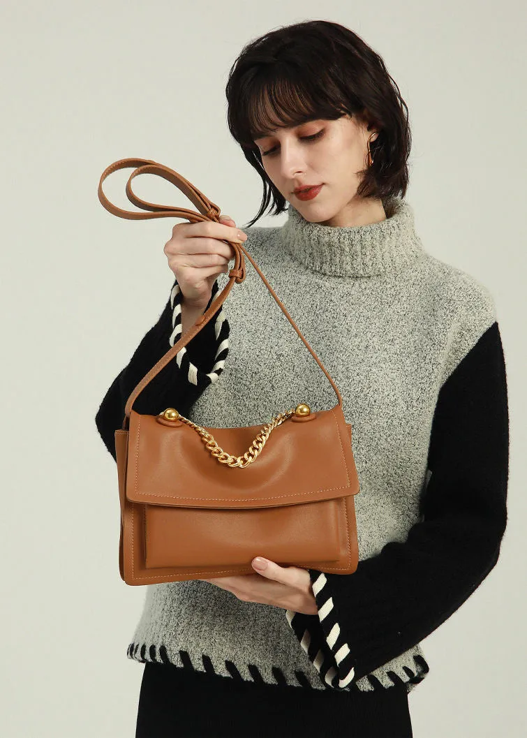 Convertible Chain Genuine Leather Messenger Bag