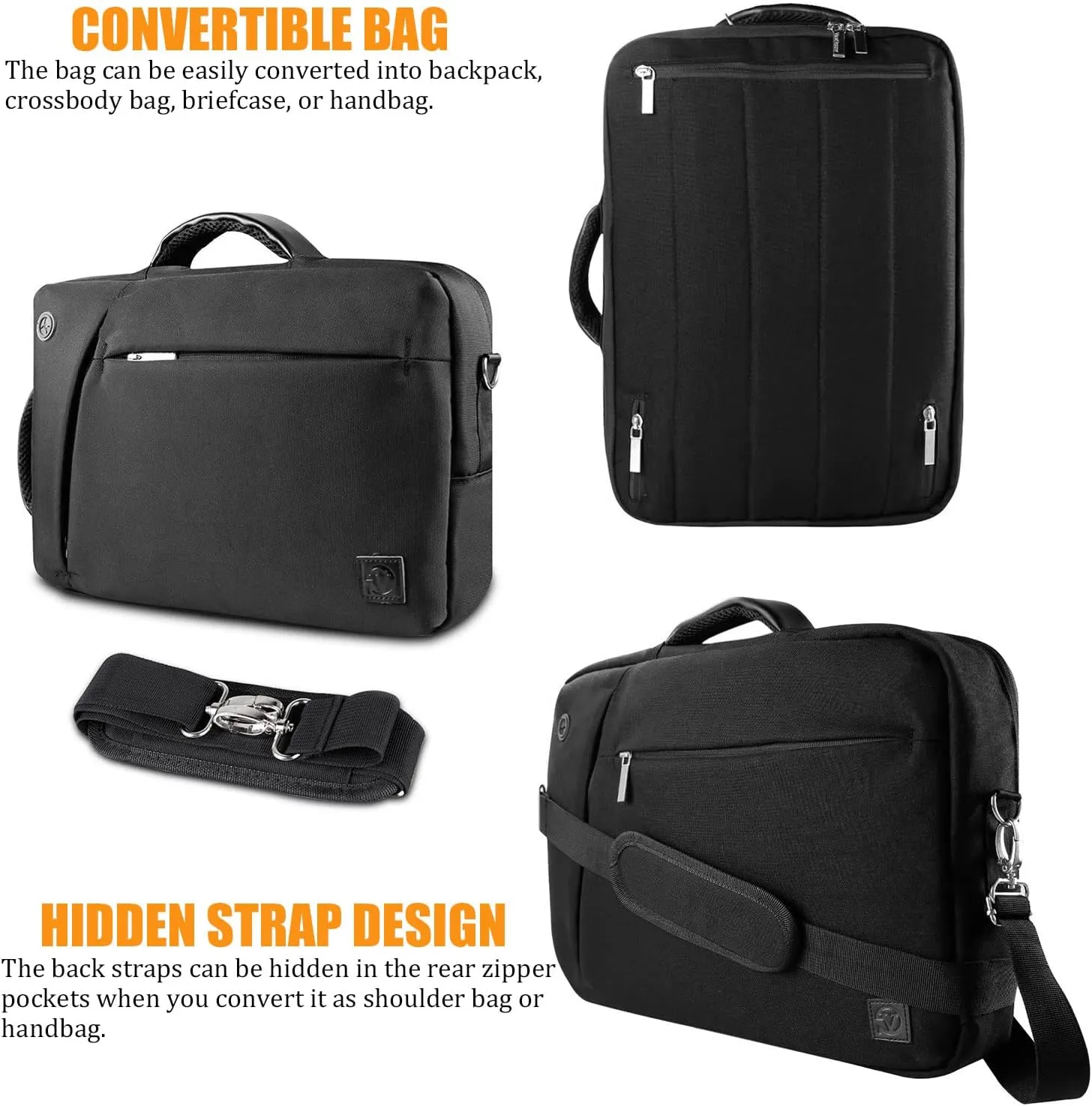 Convertible Laptop Shoulder Bag 13 14 15 15.6 17.3 Inch for Men Women Business Travel