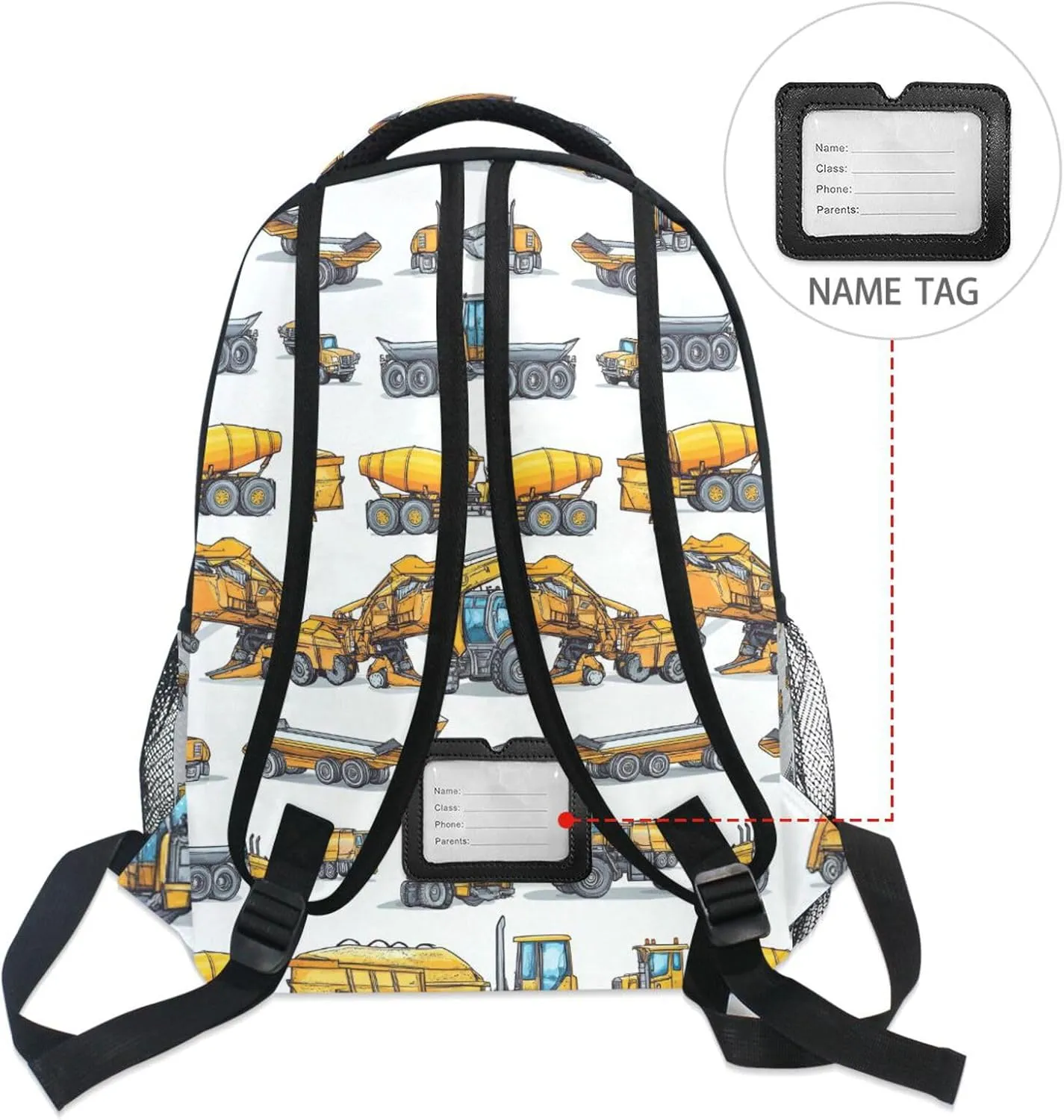 Cool Backpacks for Women Men Fashion Personal Backpack with Chest Strap for Travel Trip Construction Vehicles
