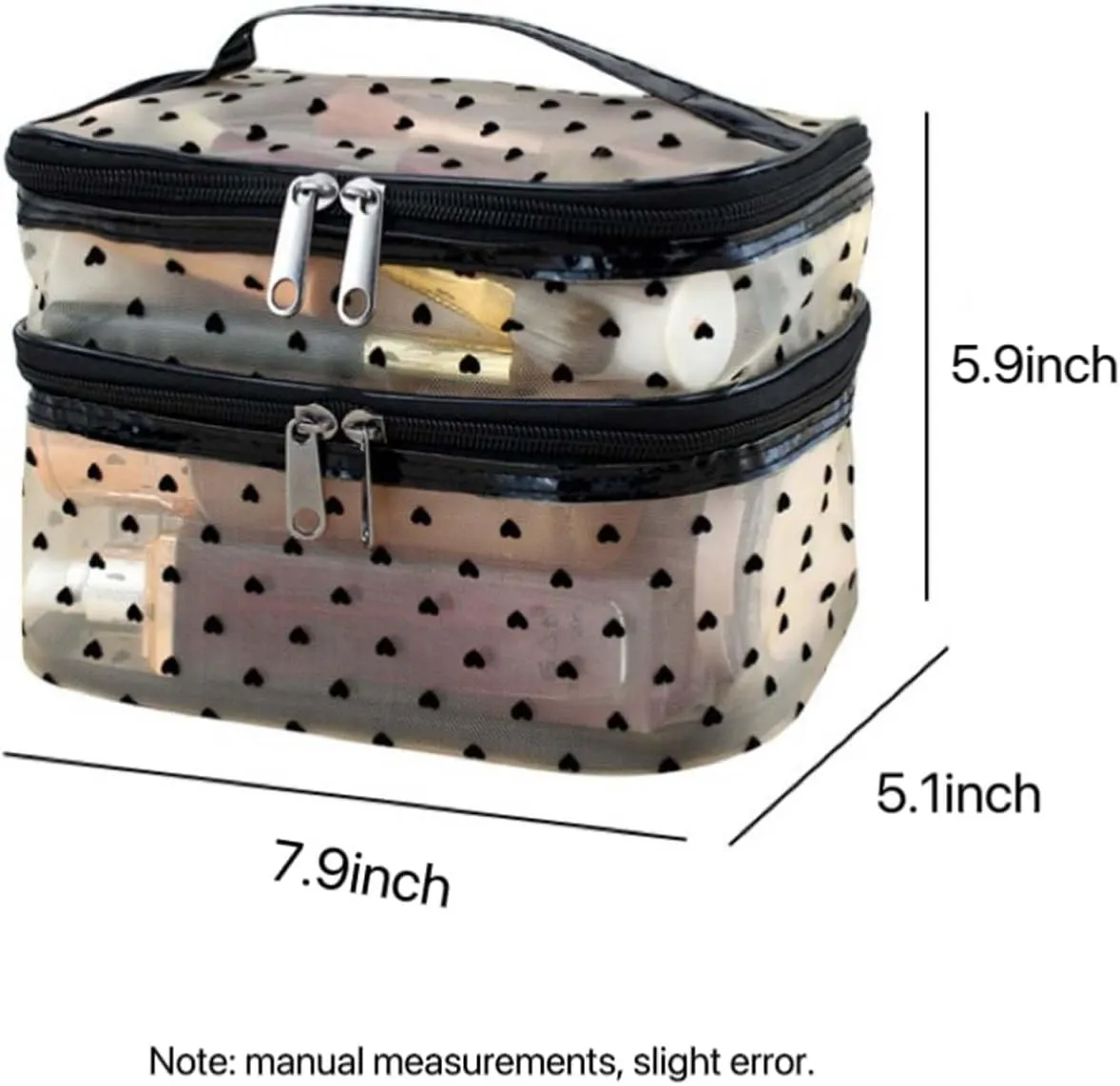 Cosmetic Bag Travel Makeup Bag Mesh Double Layer Large Makeup Pouch Travel Accessories Essentials Toiletry Bag for Women Makeup Travel Organizer (double-layer pink)