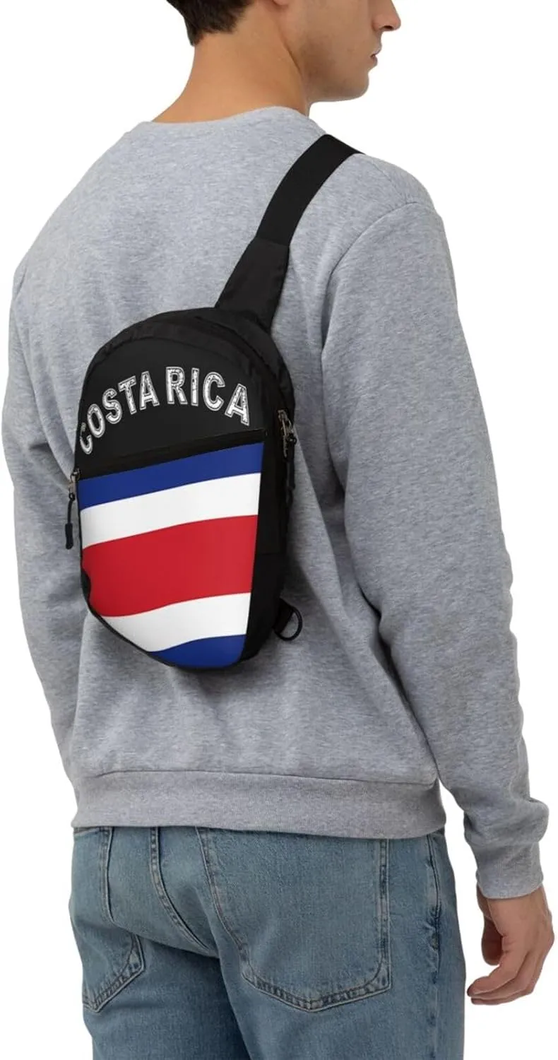 Costa Rican Flag Packable Crossbody Bag Portable Sling Bags Foldable Travel Daypack Reusable Sports Shoulder Backpack Diagonally Chest Bag for Workout