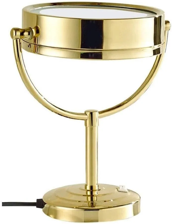 Countertop LED Makeup Mirrors,8.5 Inch Double Sided Lights Brass Adjustable Standing Cosmetic Magnifying Lighted with Plug,Chrome,5X(Color:Black,Size:10X)
