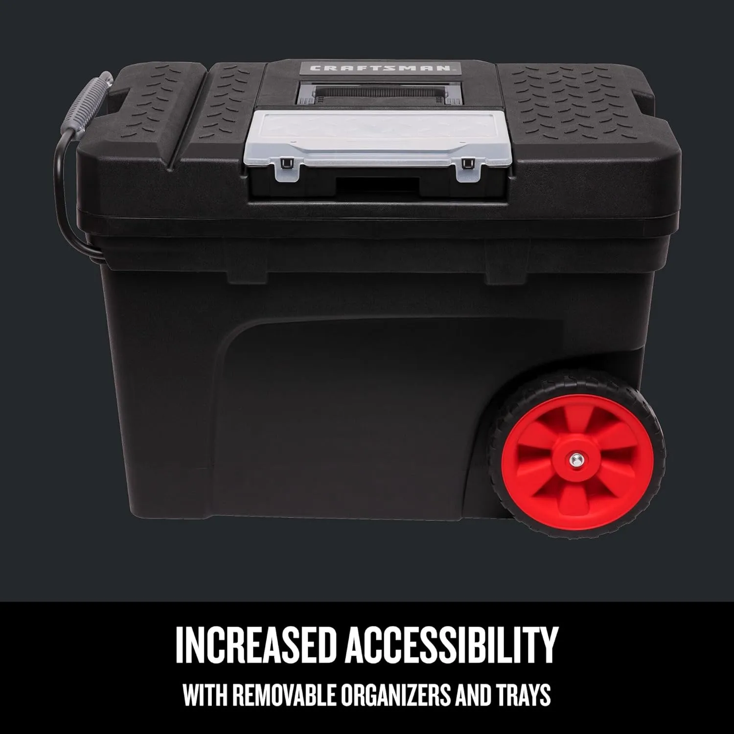 CRAFTSMAN Rolling Tool Box with Wheels, Includes Organizers and Trays, Heavy Duty Plastic, Lockable, 15.2 Inch (CMST33026)
