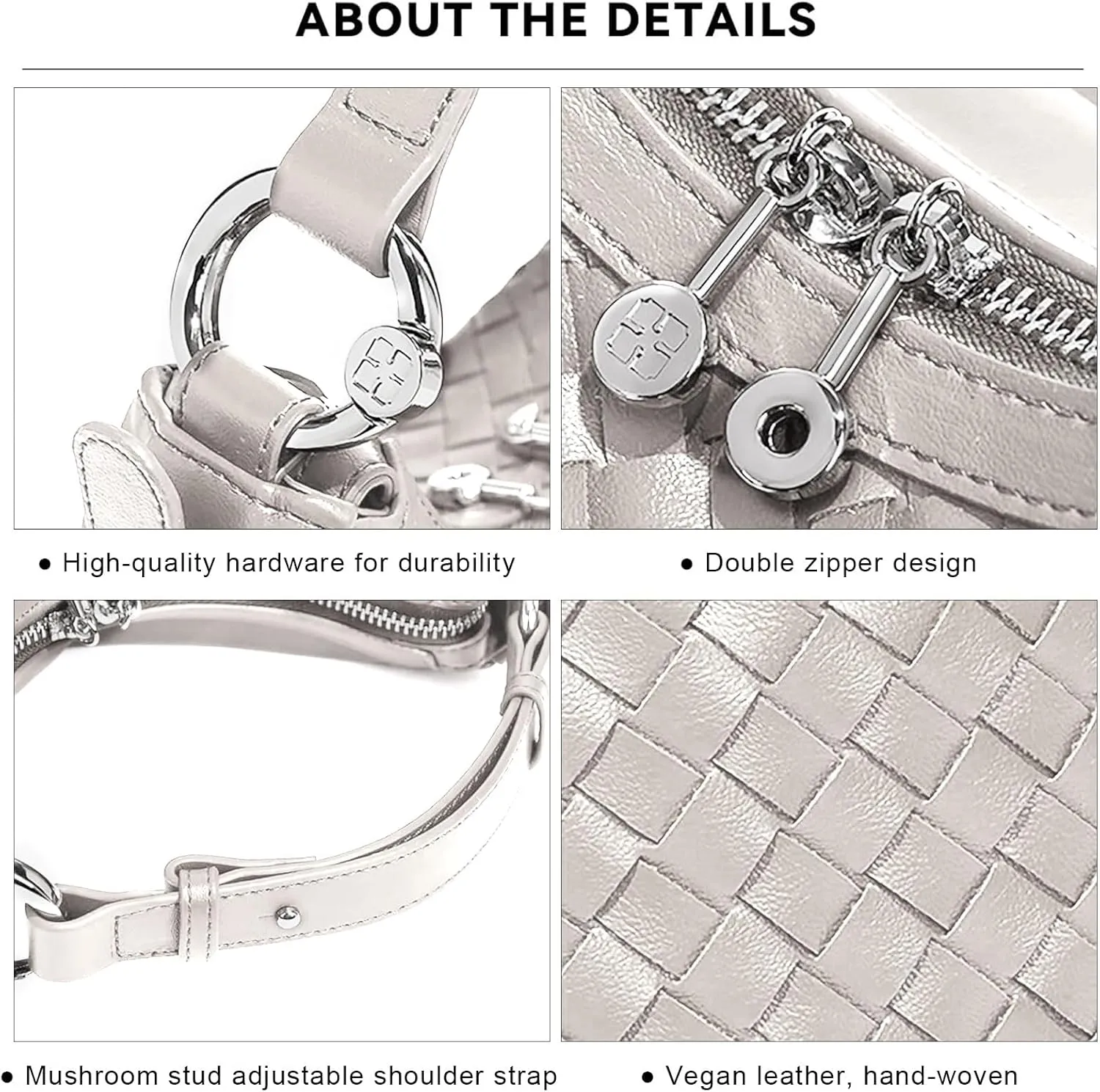 Crescent Shoulder Bag for Women, Woven Crossbody Bag, Small Clutch Purse, Hobo Tote Handbags with Detachable Straps