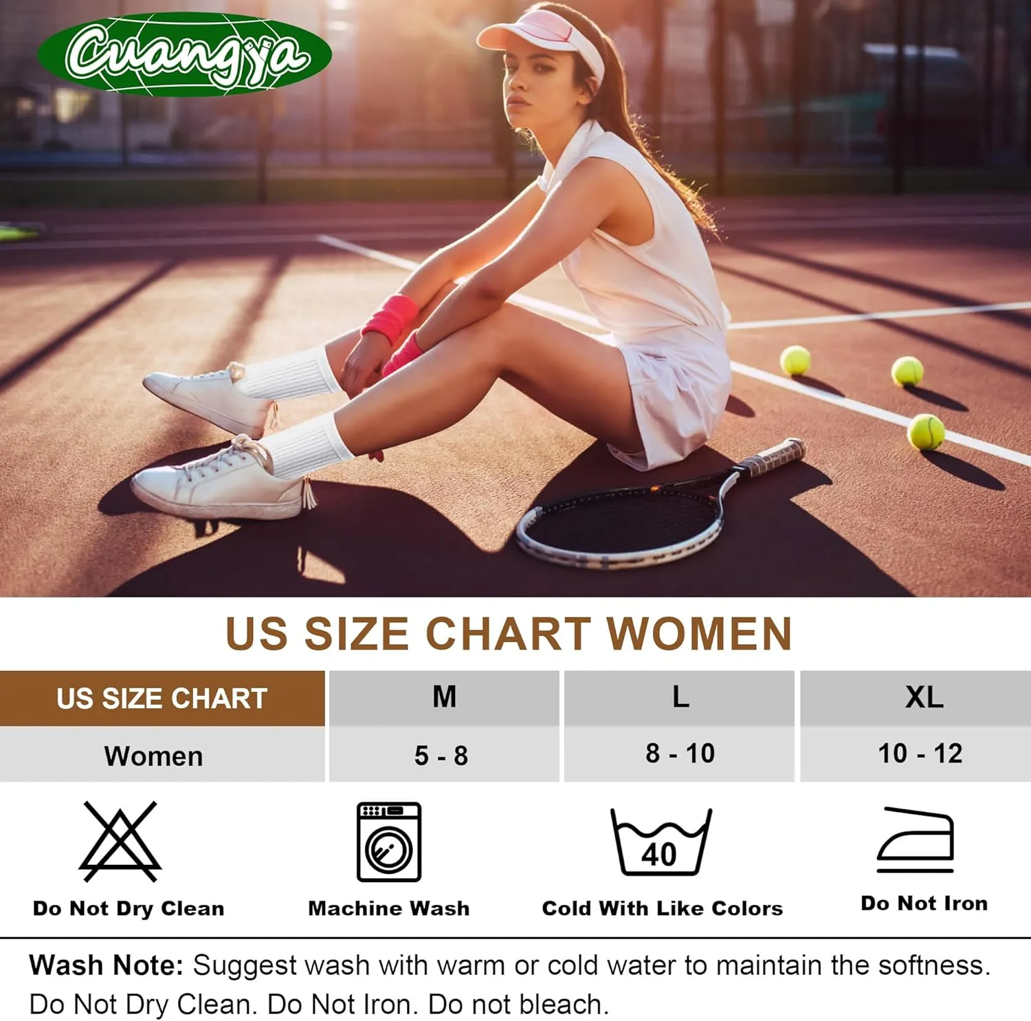Crew Socks Women Athletic Hiking Running Cushioned Compression Socks 3-5 Pairs
