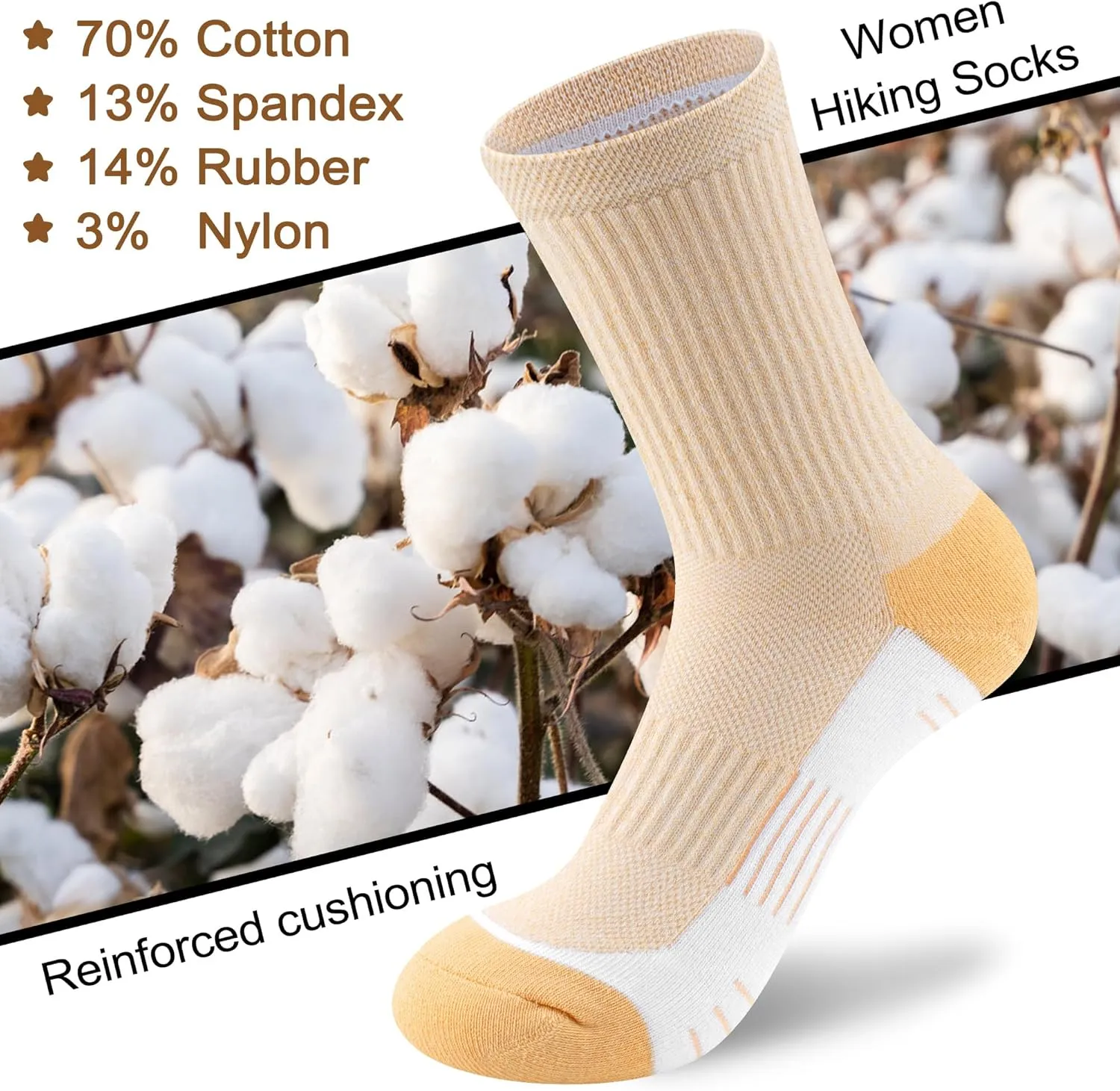 Crew Socks Women Athletic Hiking Running Cushioned Compression Socks 3-5 Pairs