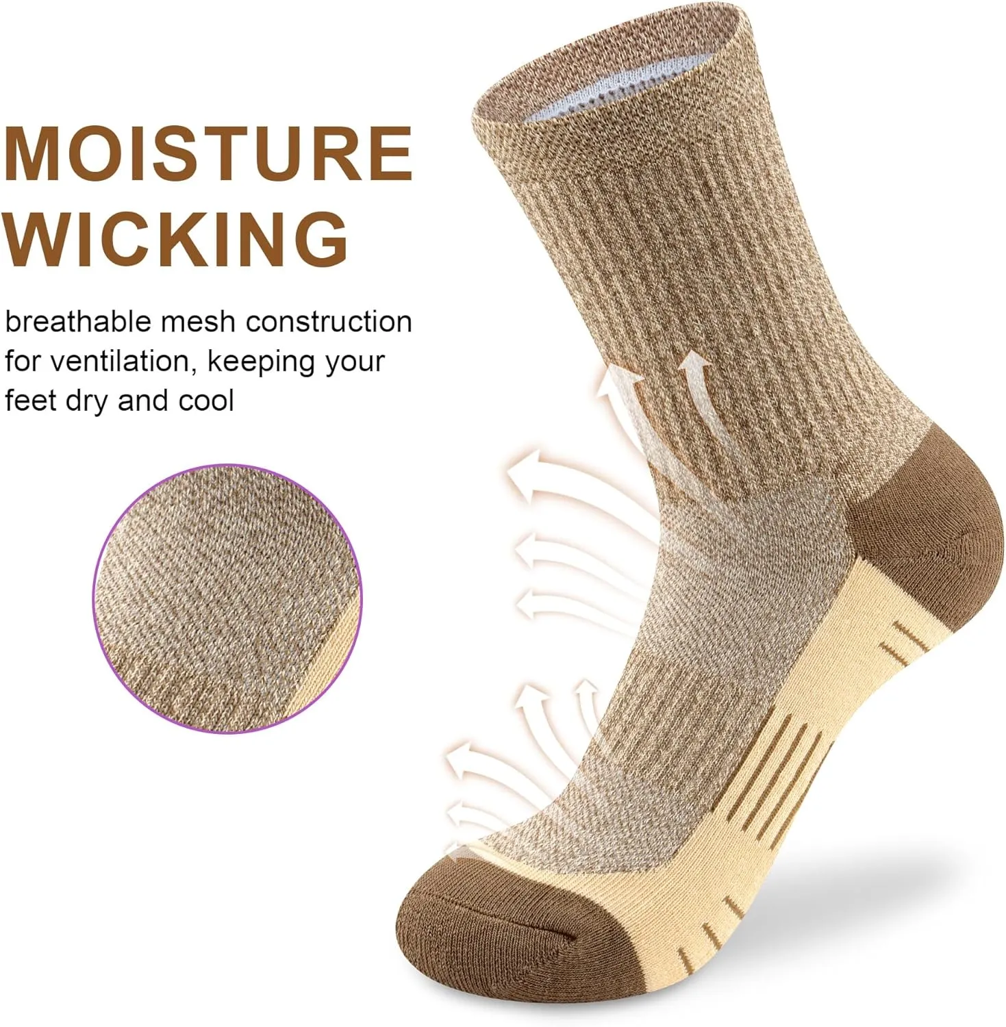 Crew Socks Women Athletic Hiking Running Cushioned Compression Socks 3-5 Pairs