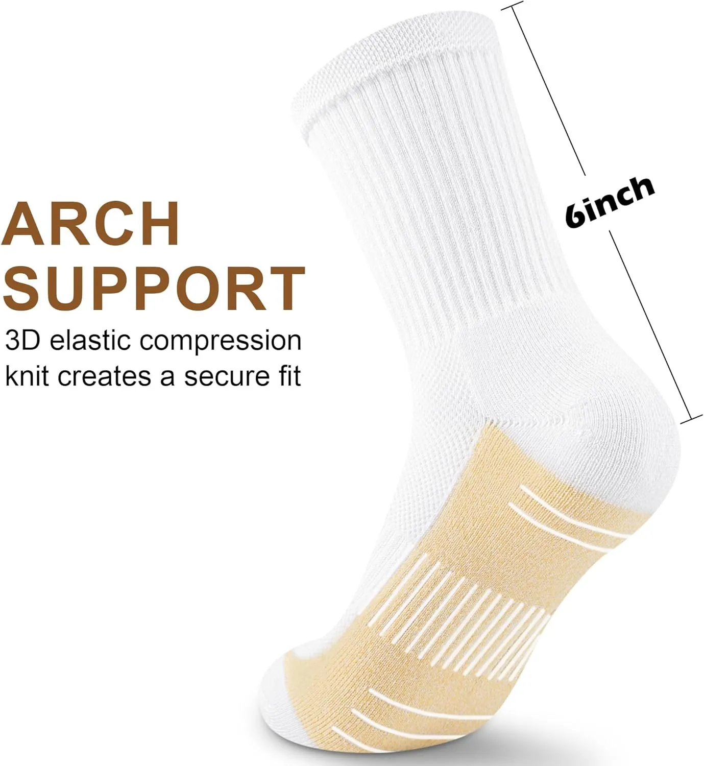 Crew Socks Women Athletic Hiking Running Cushioned Compression Socks 3-5 Pairs
