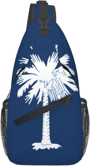Cross Chest Bag Diagonally Sling Backpack Crossbody Shoulder Bag South Carolina Flag Branches Sling Bag Travel Hiking Daypack