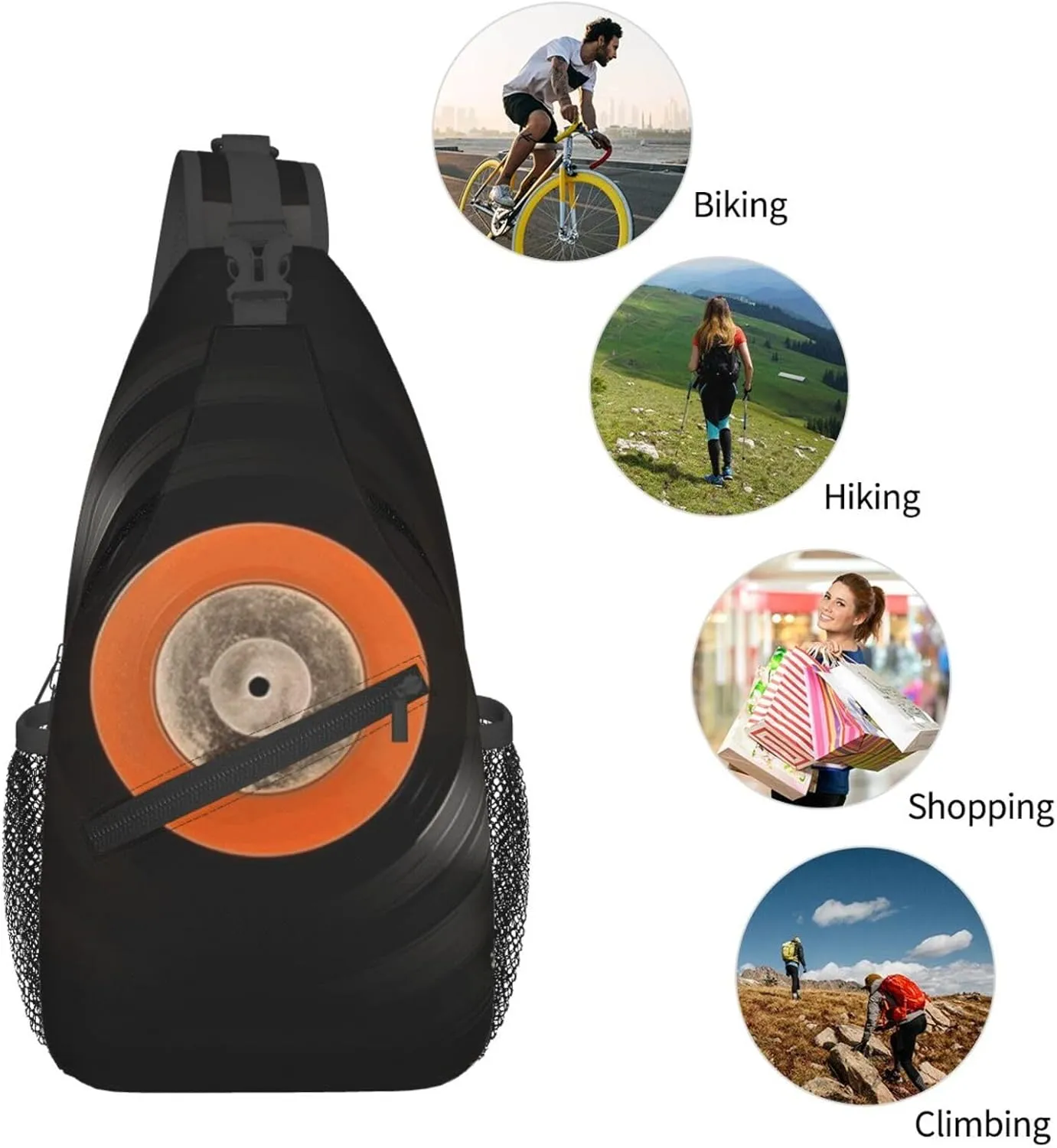 Cross Chest Bag Diagonally Sling Backpack Crossbody Shoulder Bag White Peacock Sling Bag Travel Hiking Daypack